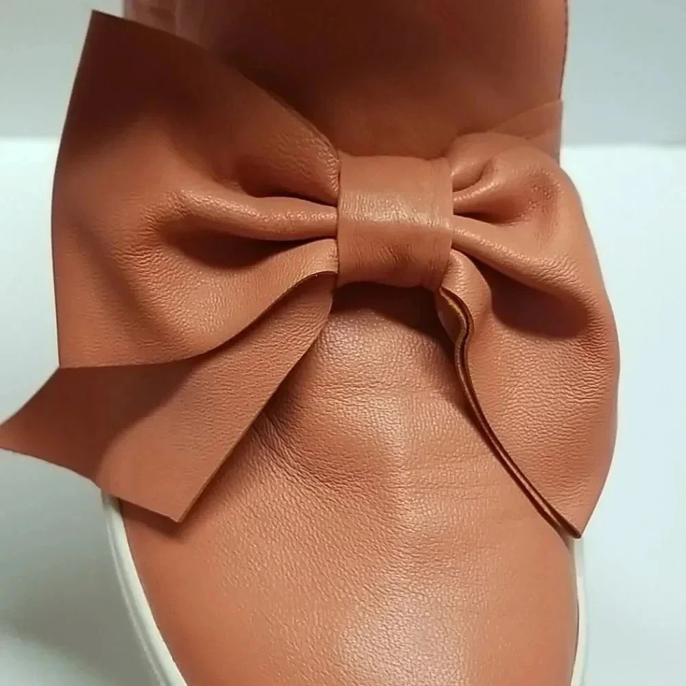 {J/SLIDES NYC} Beauty Bow Sneakersin Coral Pink Slip-on Loafers - Picture 9 of 15